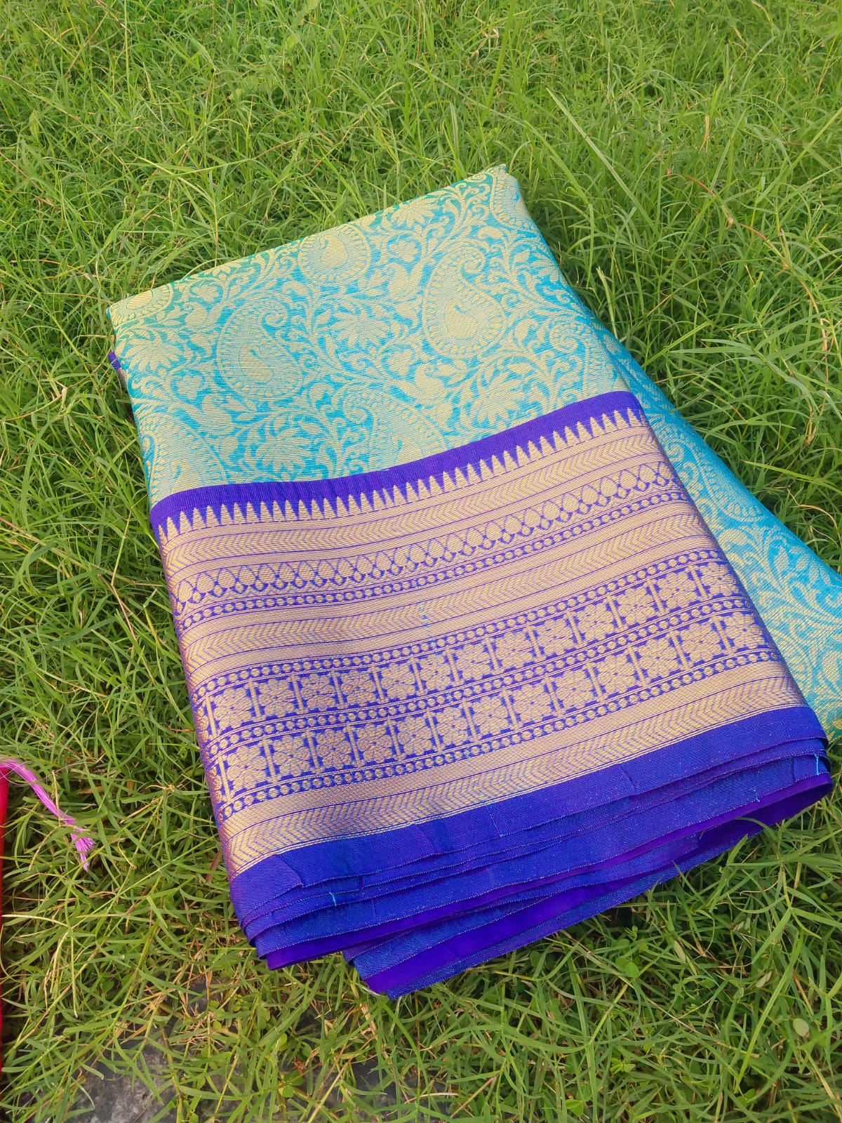 Premium Banarasi Tissue. Royal Contrast Border