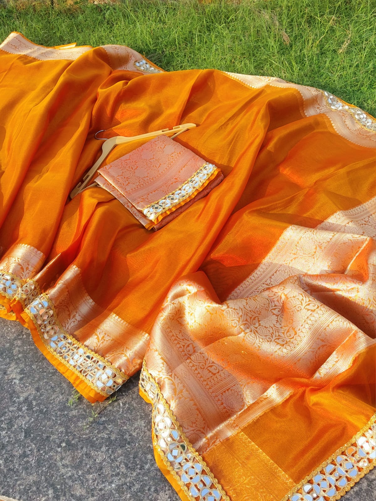 Premium Banarasi Glass Tissue Silk Saree